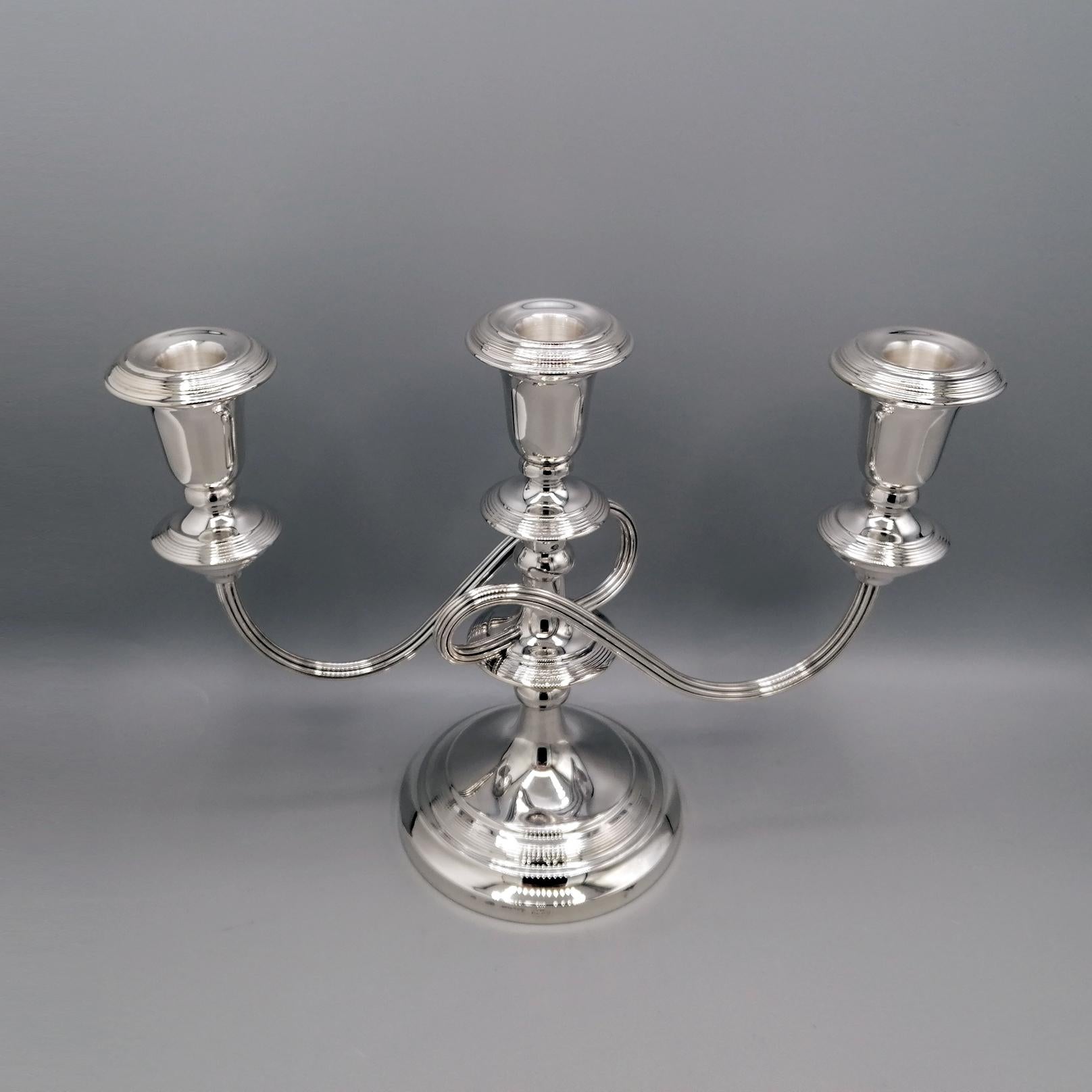 20th Century Italian solid Silver Pr. of Candelabras For Sale 4