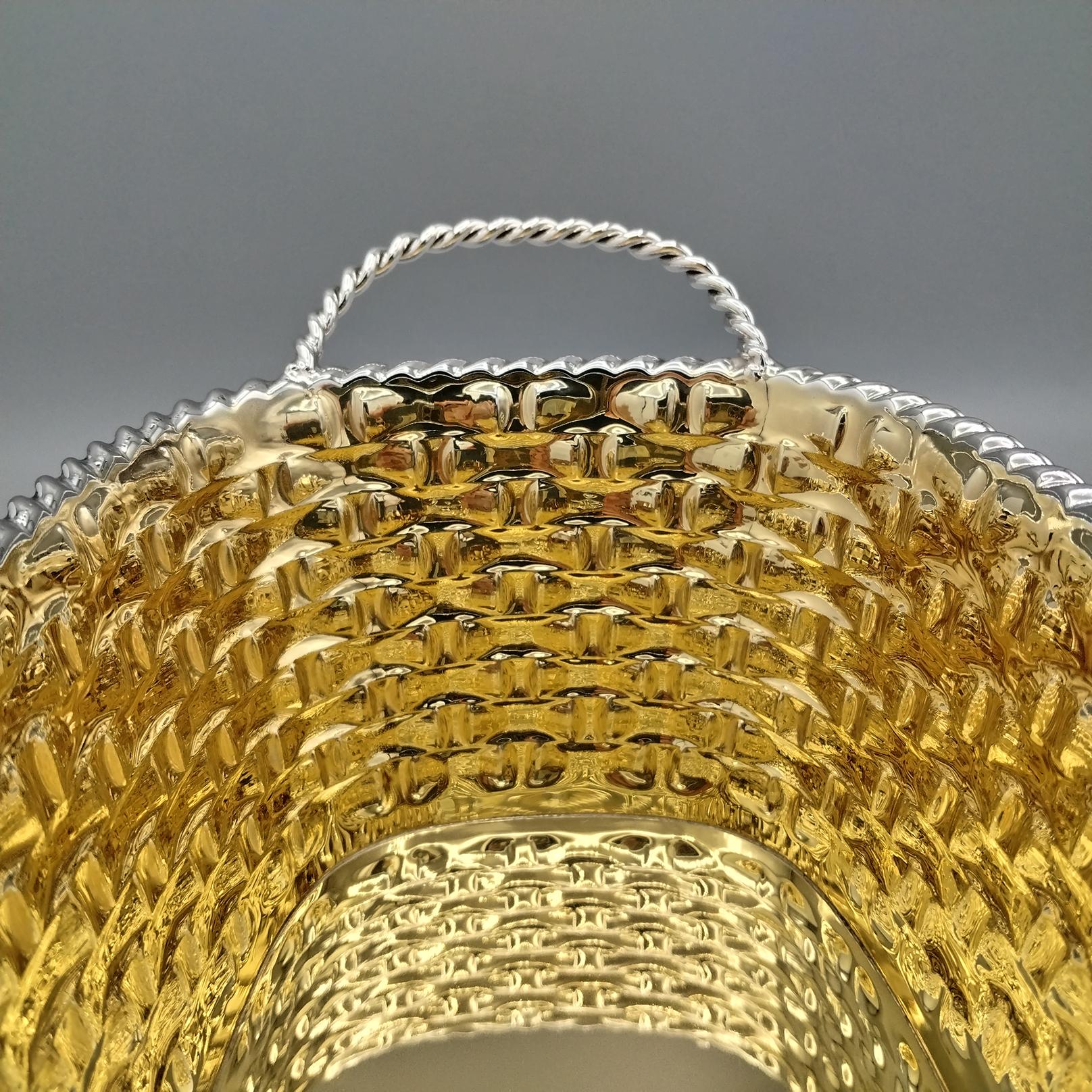 Panier en argent Steling italien du 20e siècle avec poignées en vente 2