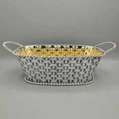 XX Century Italian Steling Silver Basket with handles