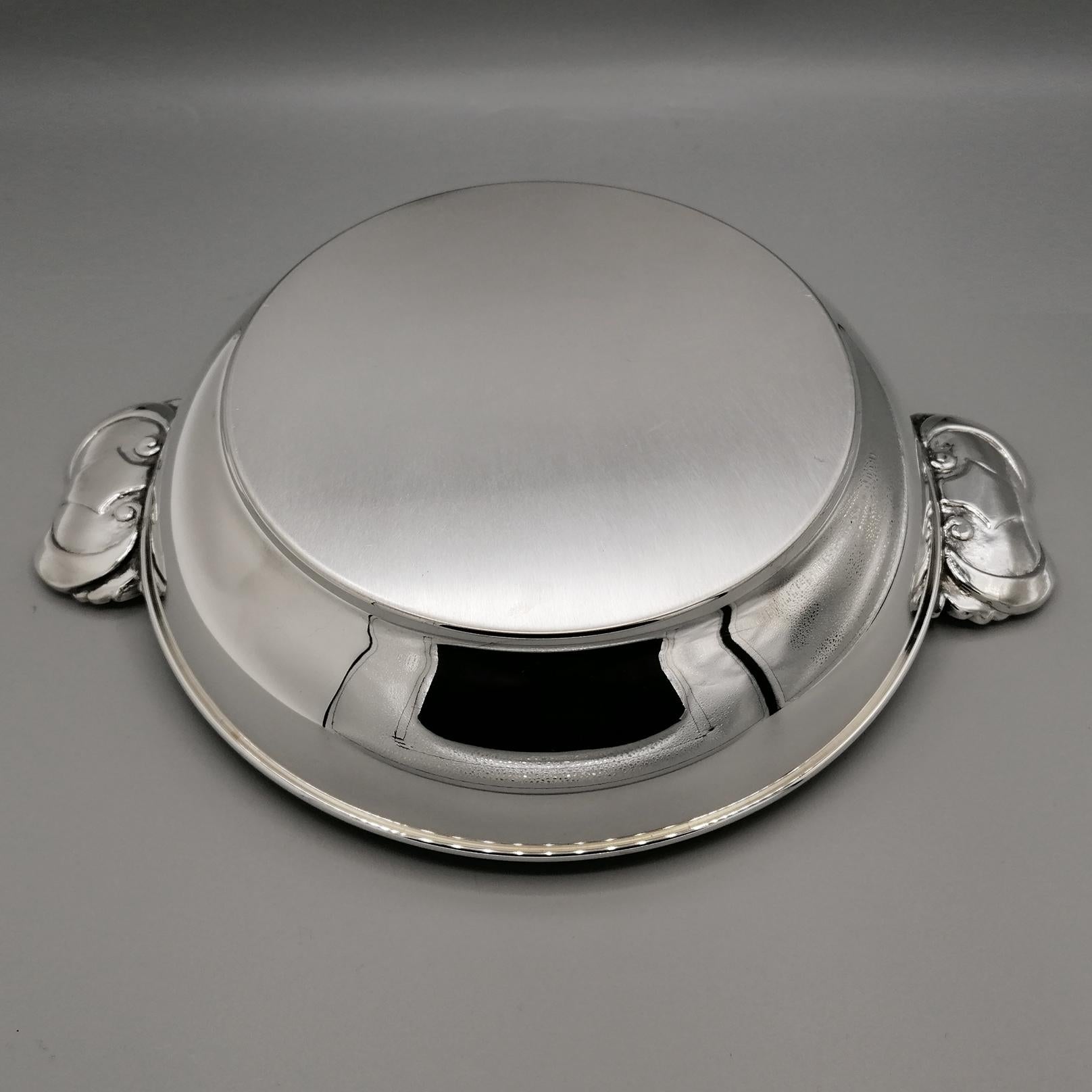 20th Century Italian Steling Silver Bowl with Handles For Sale 5