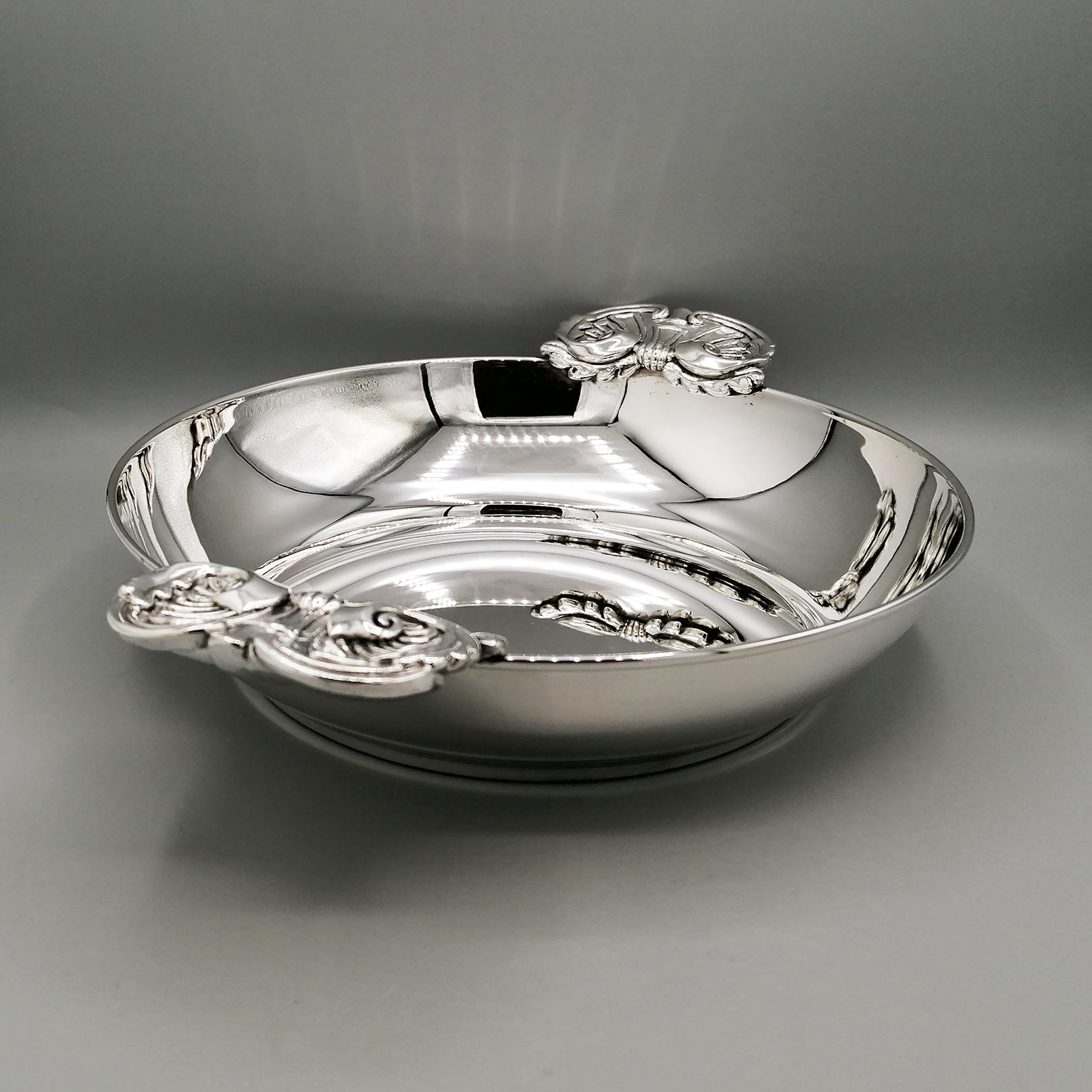 20th Century Italian Steling Silver Bowl with Handles In Excellent Condition For Sale In VALENZA, IT