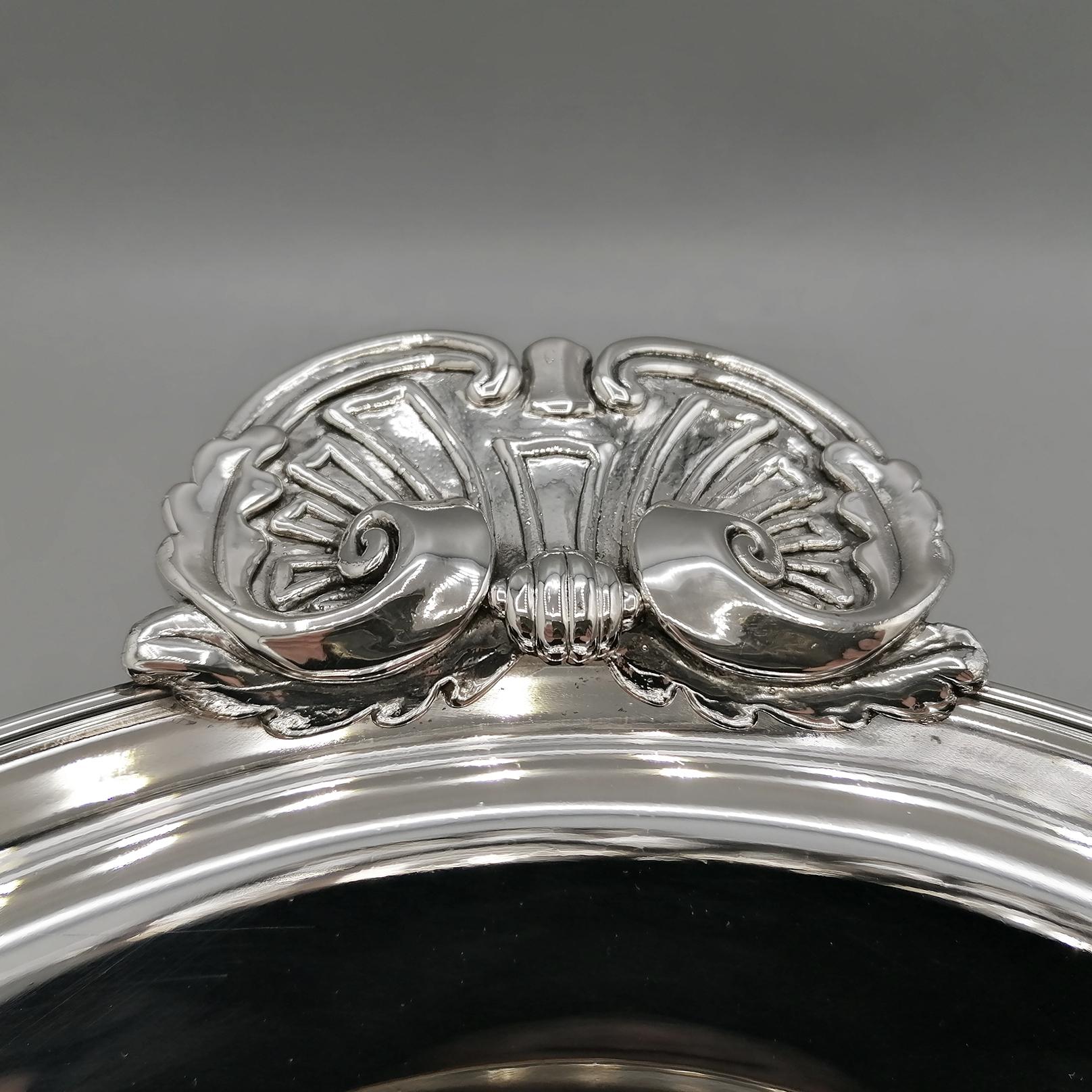 Sterling Silver 20th Century Italian Steling Silver Bowl with Handles For Sale