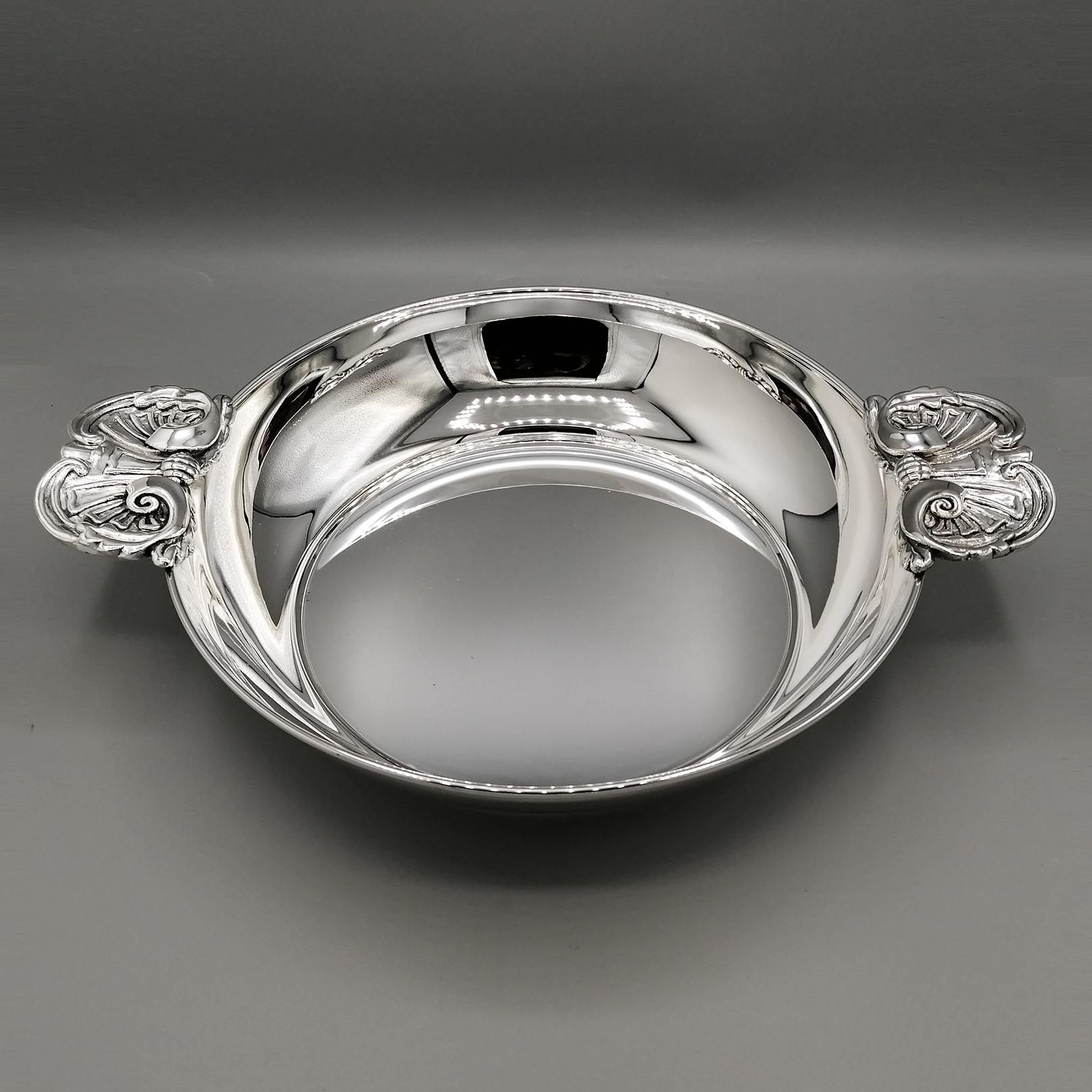 20th Century Italian Steling Silver Bowl with Handles For Sale 2