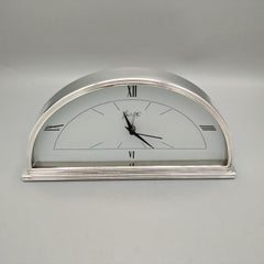 Reloj de sobremesa italiano del siglo XX en plata de ley estilo Art Déco