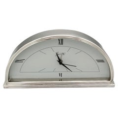 Reloj de sobremesa italiano del siglo XX en plata de ley estilo Art Déco