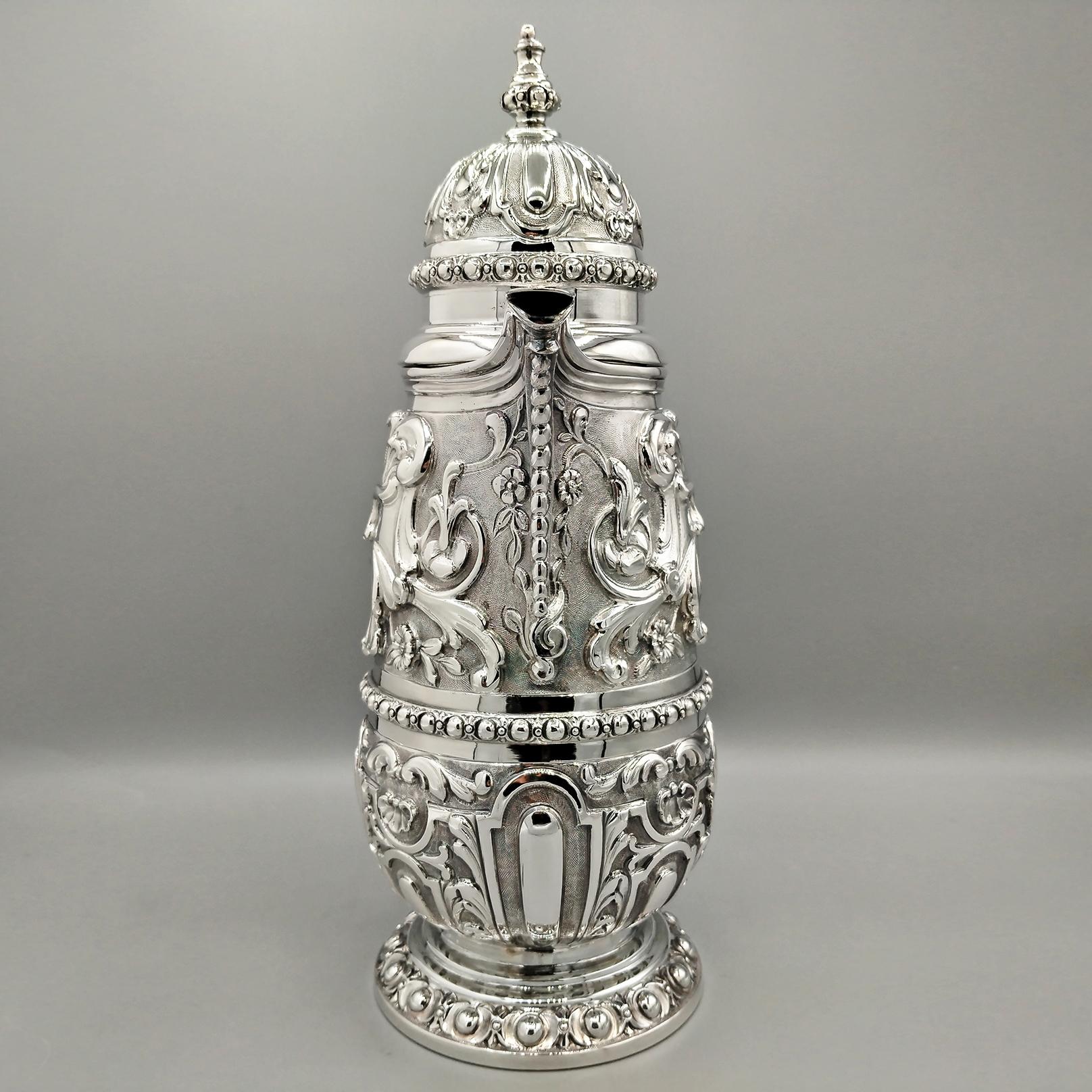 20. Jahrhundert Italienisches Sterlingsilber im Barockstil Coffepot im Angebot 2
