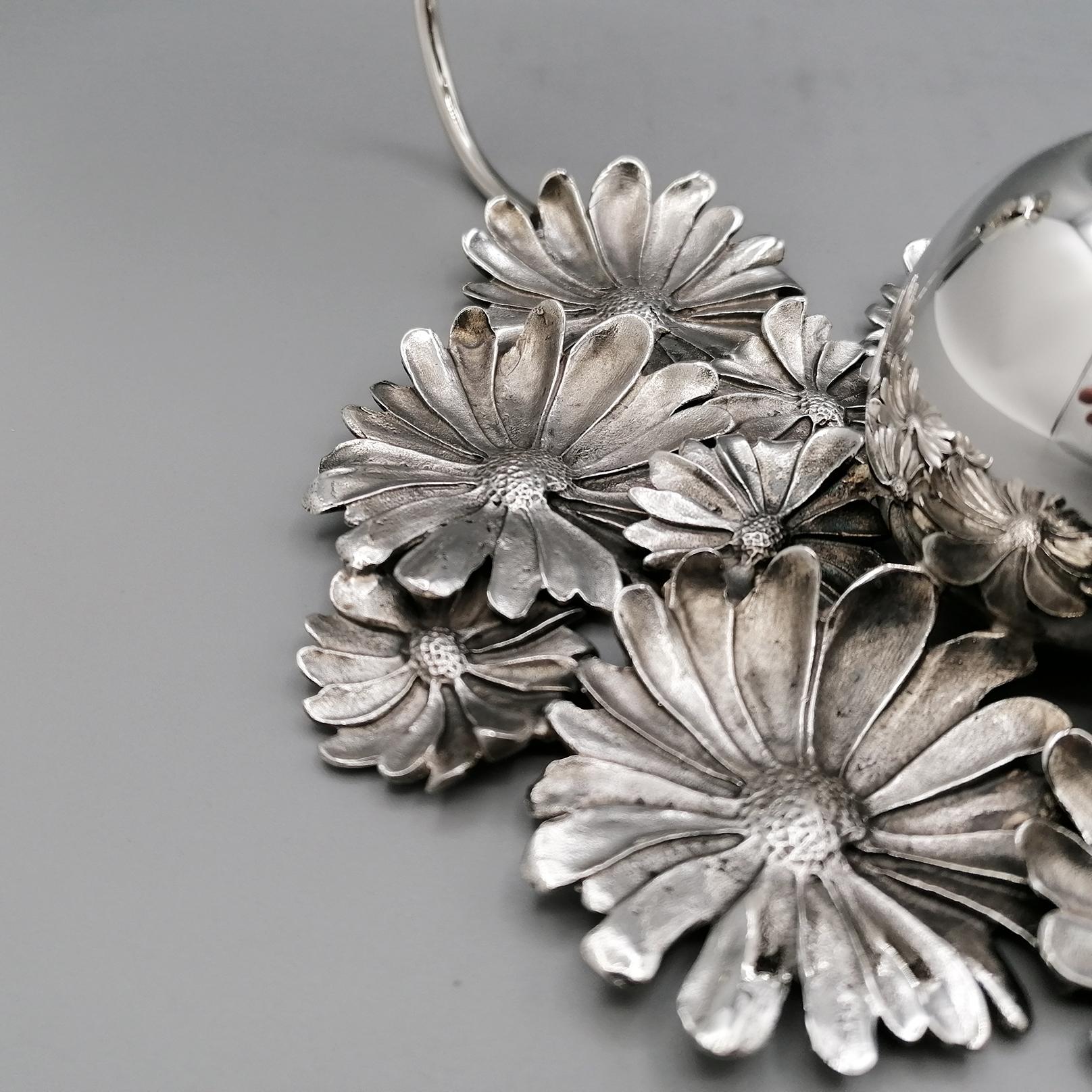 XX Century Italian Sterling Silver Candlestick with flowers holder For Sale 4