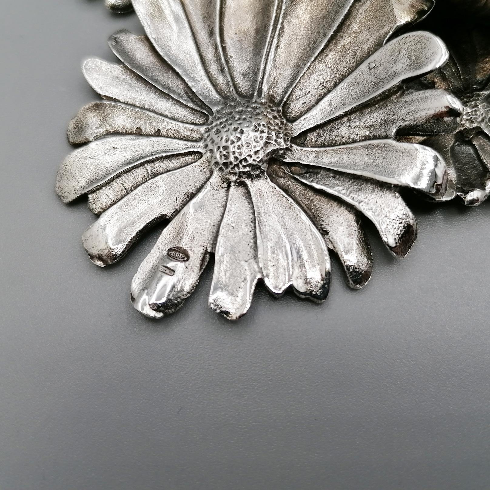 XX Century Italian Sterling Silver Candlestick with flowers holder For Sale 7