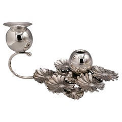 XX Century Italian Sterling Silver Candlestick with flowers holder