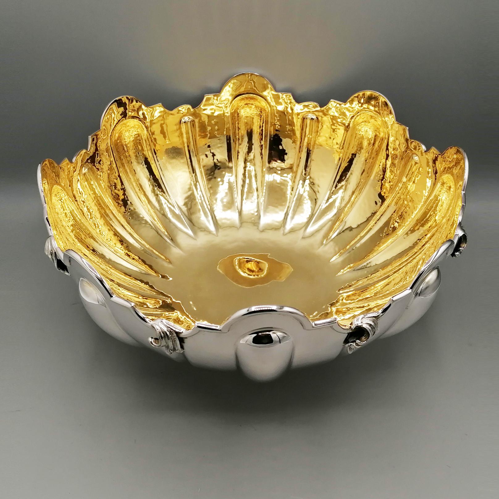 XX Century Italian Sterling Silver Centerpiece with 24 kt gold plated interior In condizioni ottime in vendita a VALENZA, IT