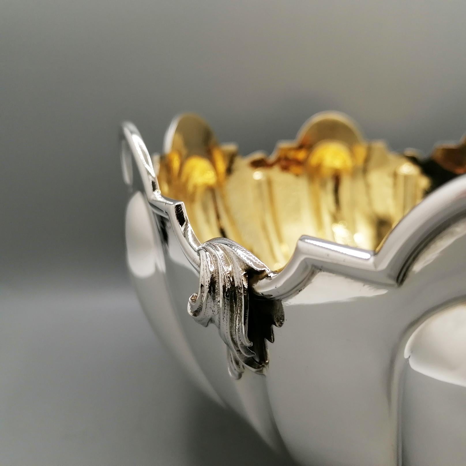 XX Century Italian Sterling Silver Centerpiece with 24 kt gold plated interior in vendita 1