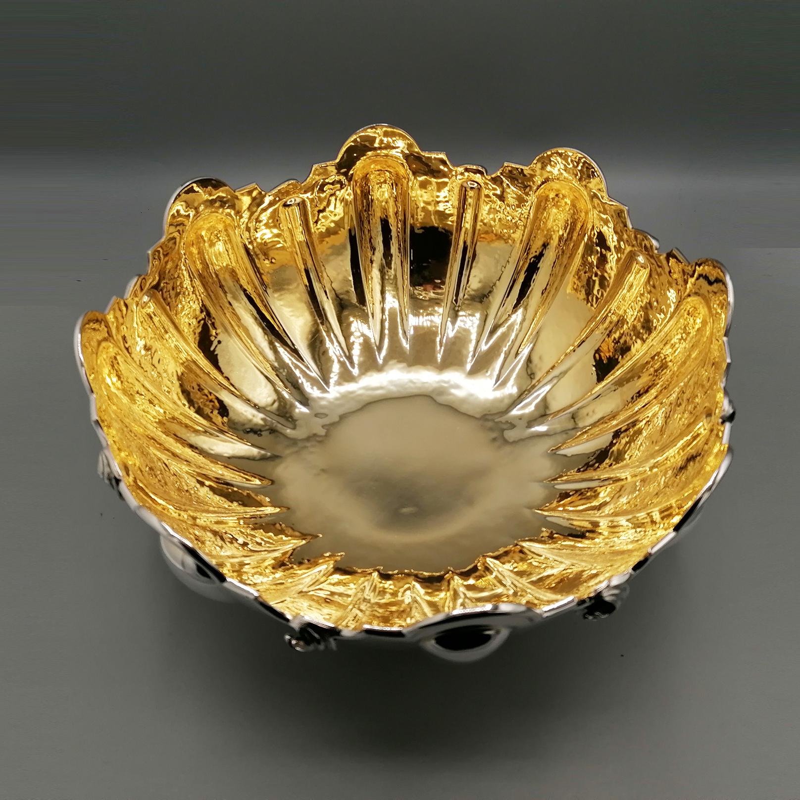 XX Century Italian Sterling Silver Centerpiece with 24 kt gold plated interior in vendita 2