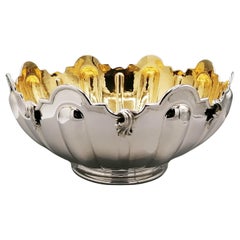 Retro XX Century Italian Sterling Silver Centerpiece with 24 kt gold plated interior