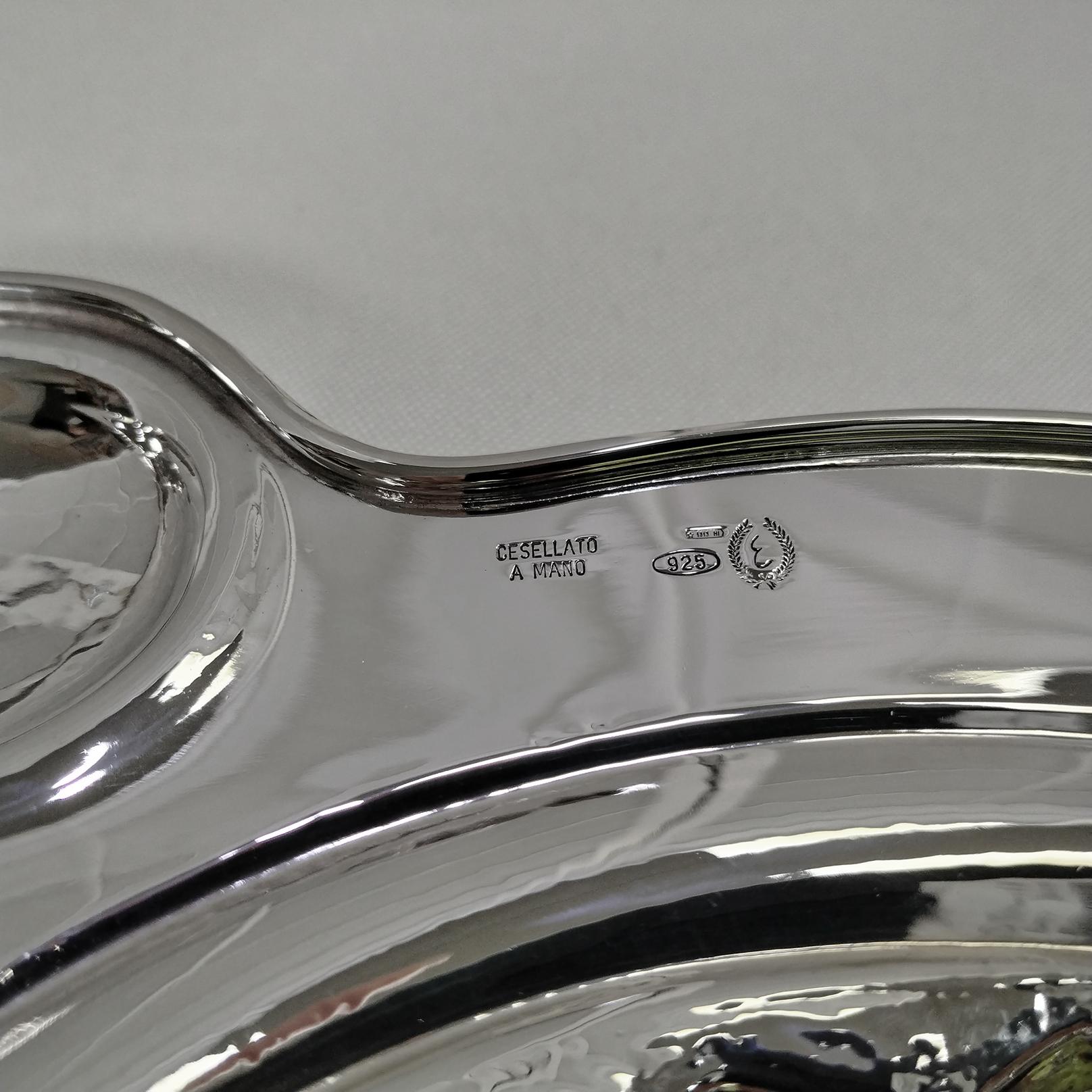 Centro de mesa italiano del siglo XX en plata de ley con conchas en venta 2