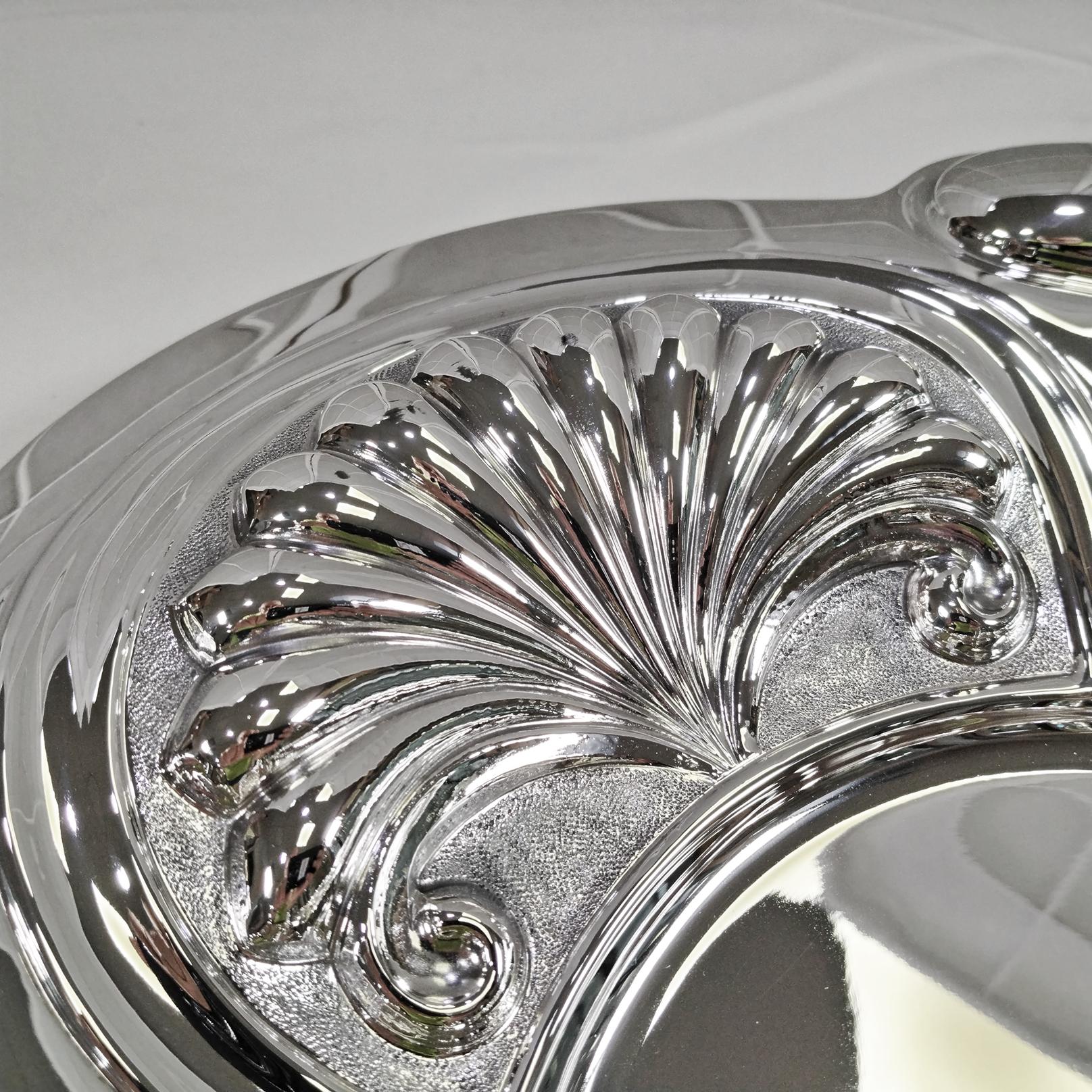 Centro de mesa italiano del siglo XX en plata de ley con conchas en venta 1