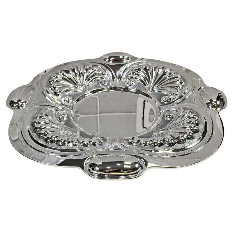 Mid century silver plate large shell dish with hinge For Sale at 1stDibs