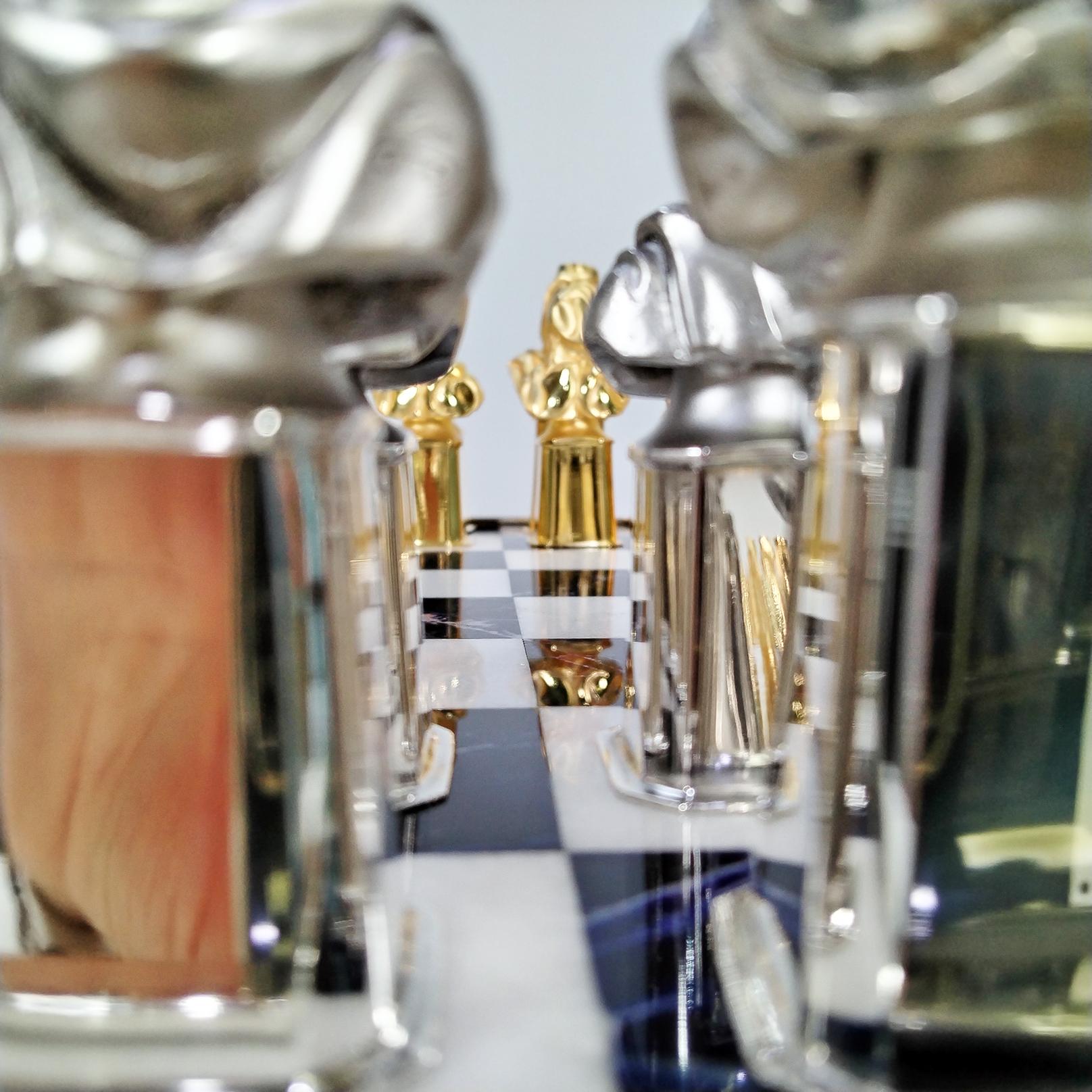 Late 20th Century XX° Century Italian sterling silver chessboard with a chess game in vendita