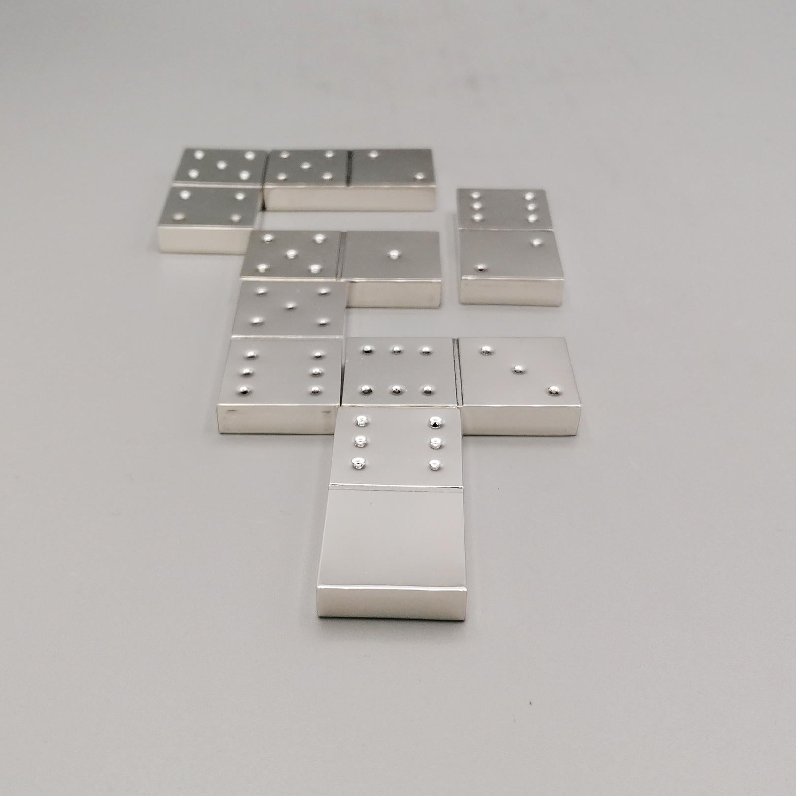 Italienisches domino-Spiel aus Sterlingsilber in originaler Plexiglasbox aus dem XX. Jahrhundert. im Angebot 1