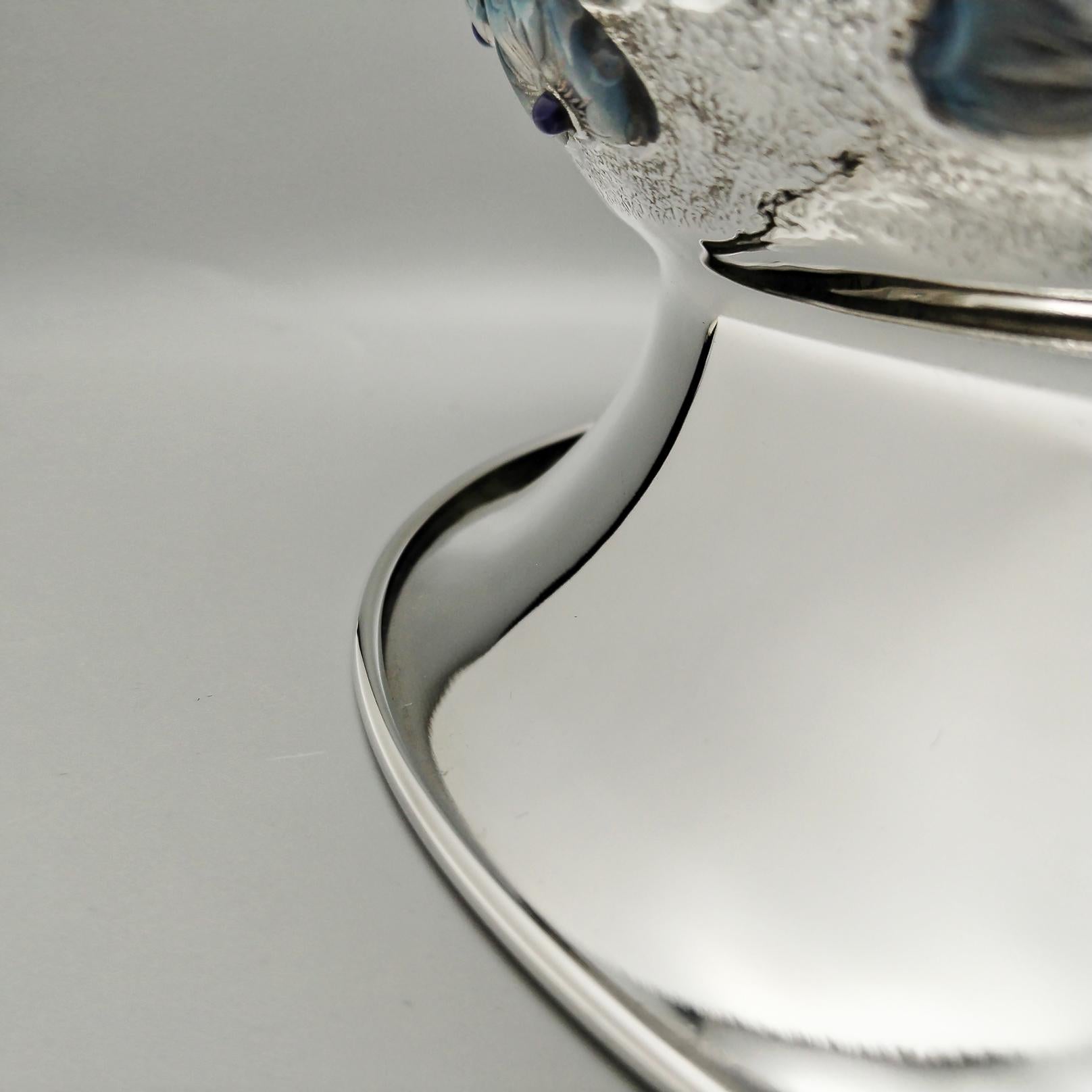 Porte-pot de fleurs en argent sterling italien du 20e siècle 