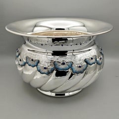Italienischer Blumentopfhalter 'Cachepot' aus Sterlingsilber des 20.