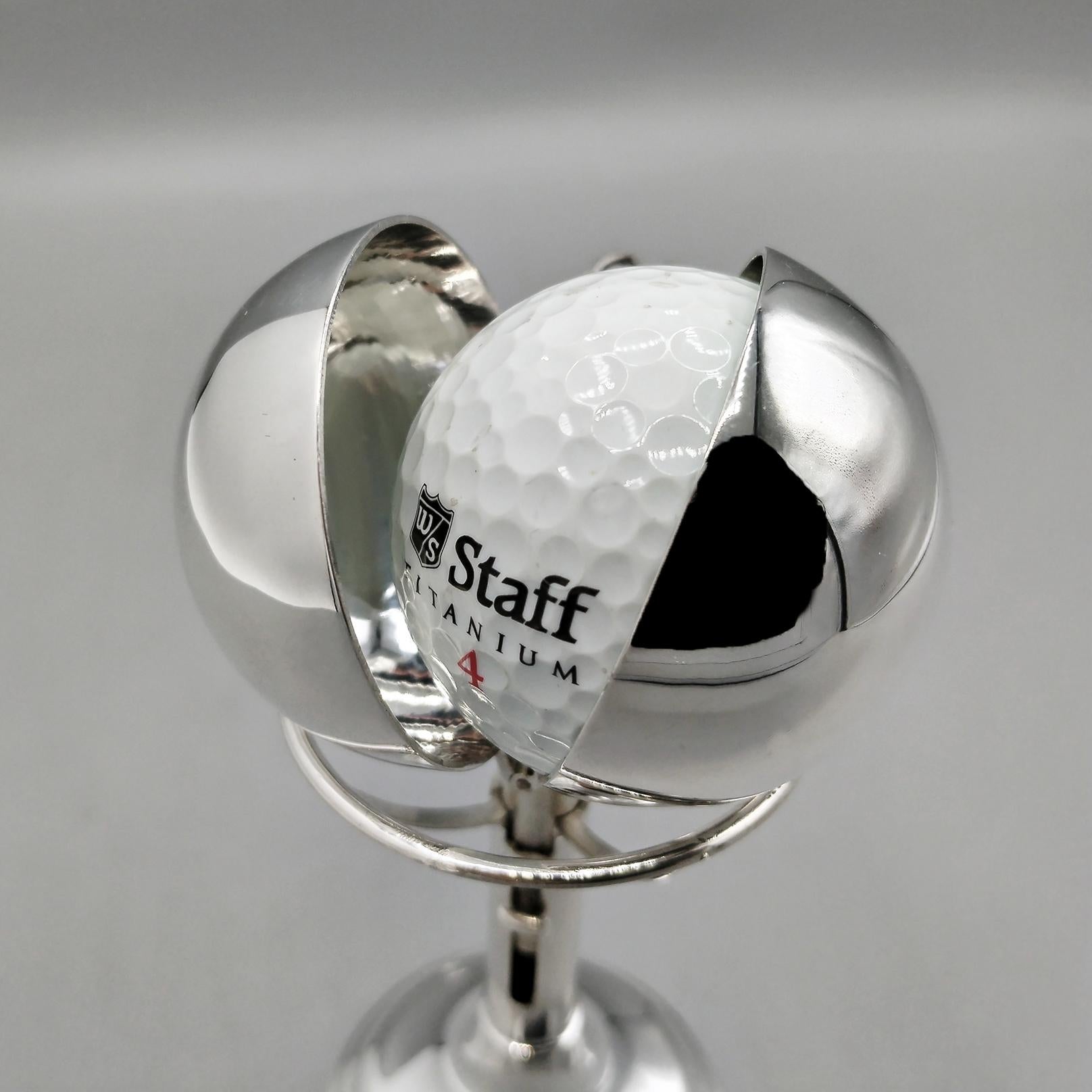 20. Jahrhundert Italienisch Sterling Silber Golfball Halter (Handgefertigt) im Angebot
