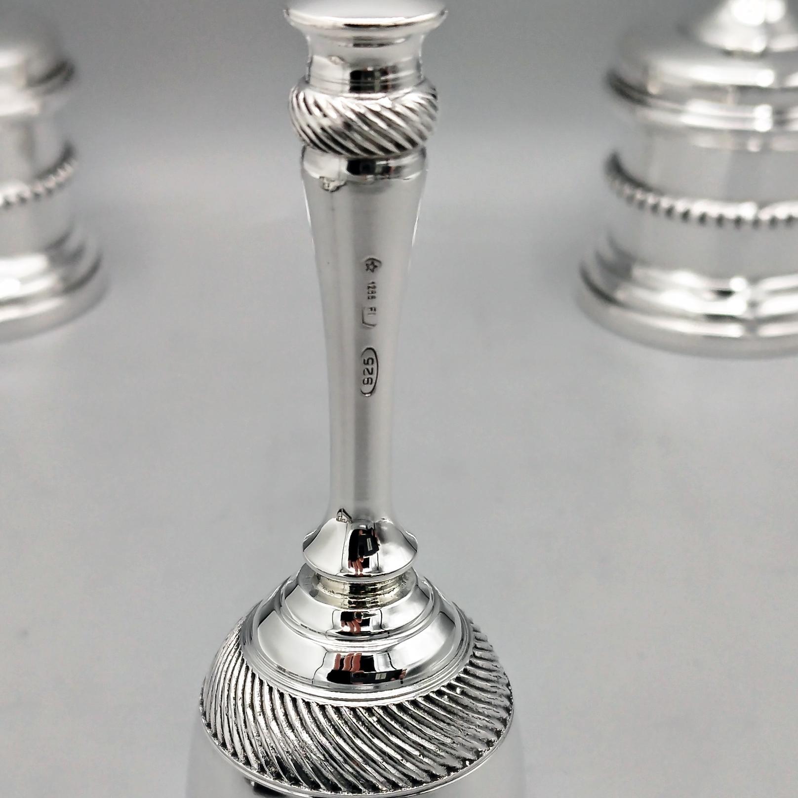 XX Century Italian Sterling Silver Inkstand with table bell in vendita 6