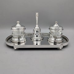XX Century Italian Sterling Silver Inkstand with table bell