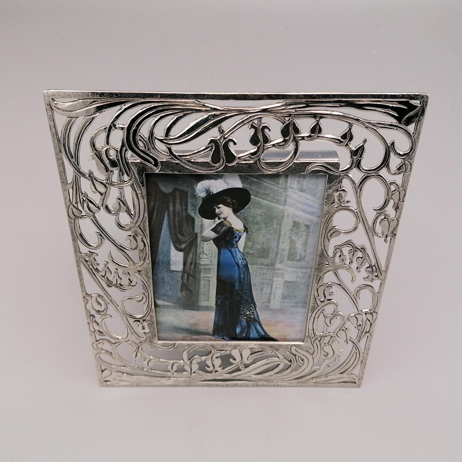 Late 20th Century XX Century Italian Sterling Silver Liberty Art Nouveau Style Picture Frame 