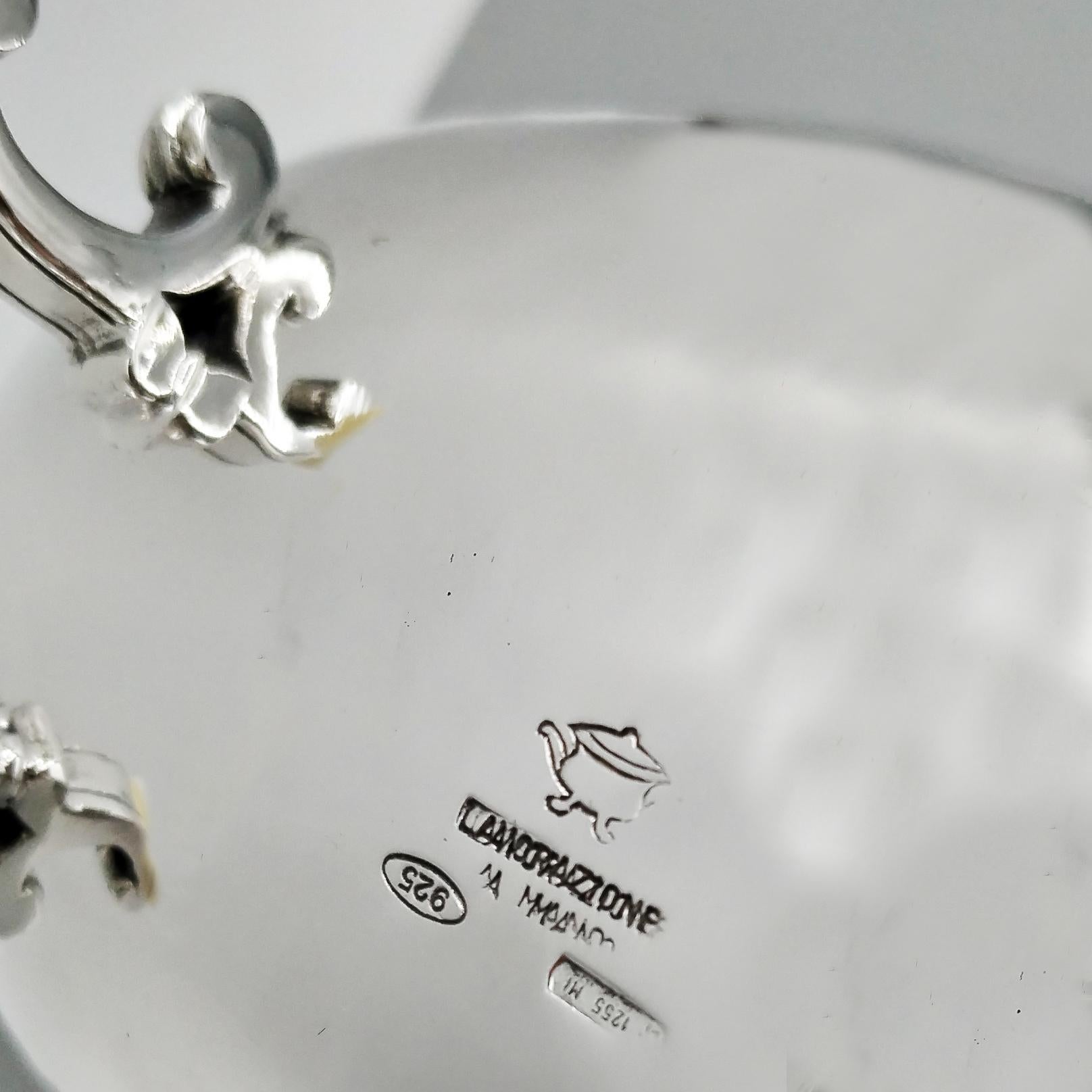 20. Jahrhundert Italienische Sterling Silber ovale Zuckerdose auf Füßen im Angebot 3