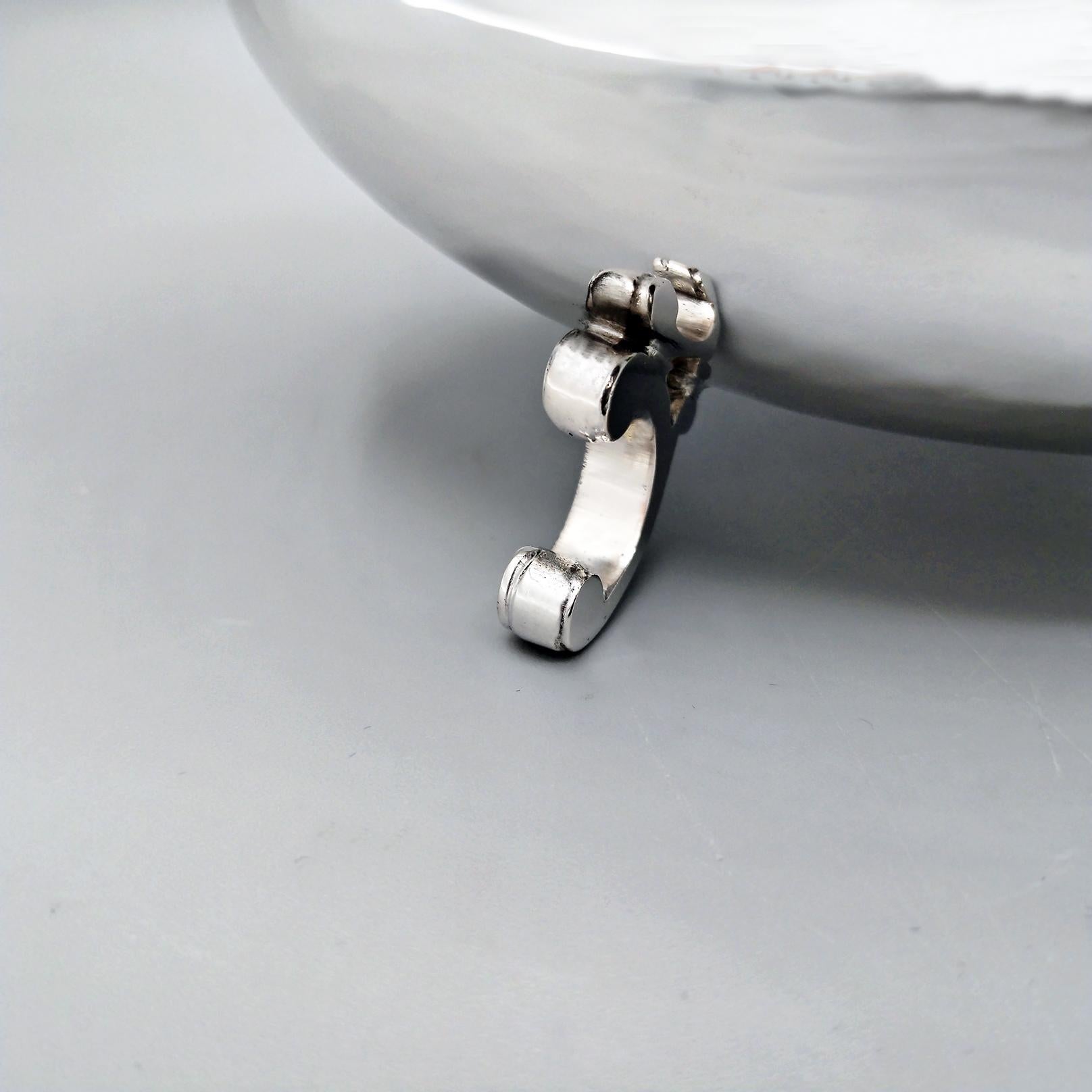 20. Jahrhundert Italienische Sterling Silber ovale Zuckerdose auf Füßen im Zustand „Hervorragend“ im Angebot in VALENZA, IT