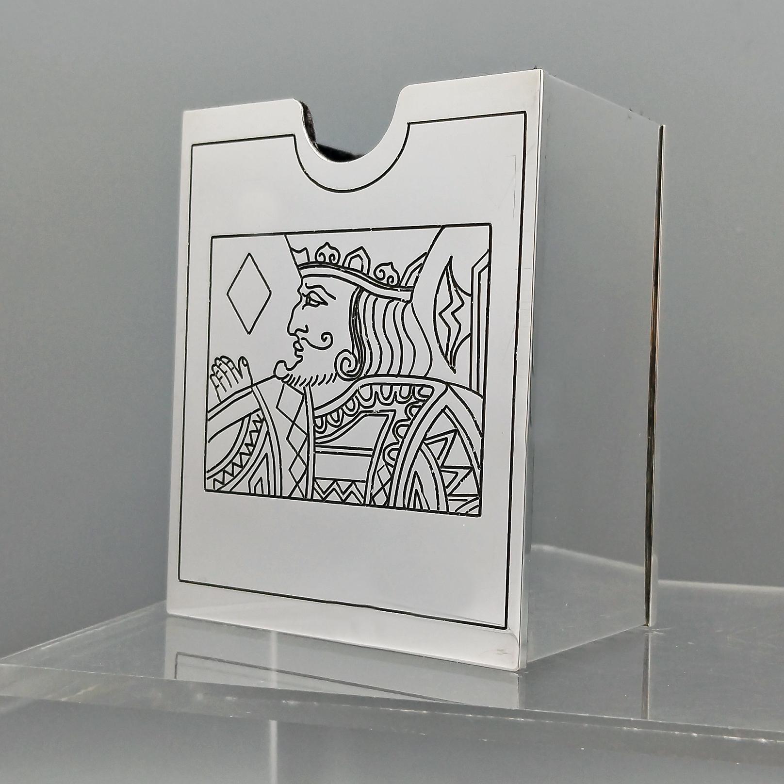 20th Century Italian Sterling Silver Playing Card Holder For Sale 7