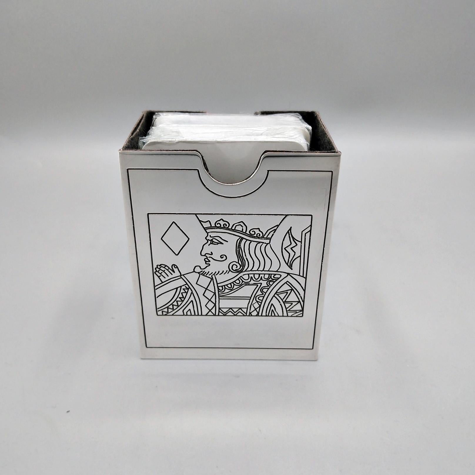 Hand-Crafted 20th Century Italian Sterling Silver Playing Card Holder For Sale