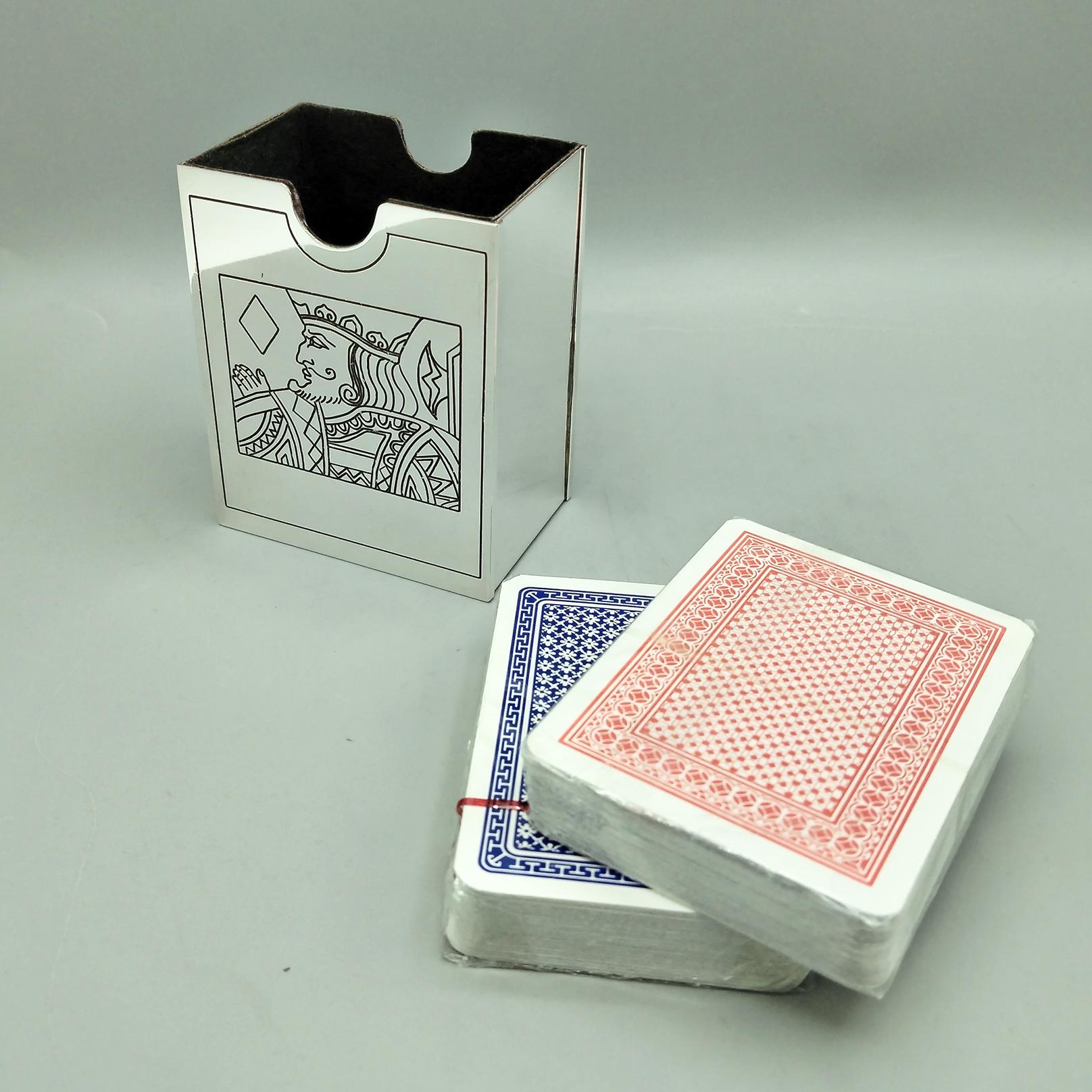 20th Century Italian Sterling Silver Playing Card Holder In Excellent Condition For Sale In VALENZA, IT