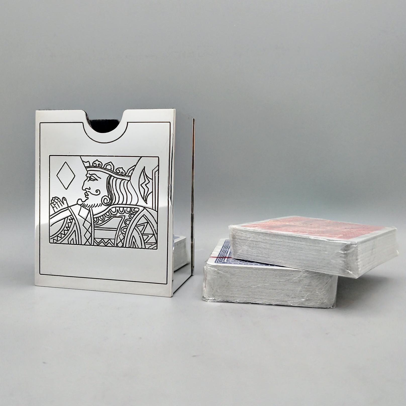 Contemporary 20th Century Italian Sterling Silver Playing Card Holder For Sale