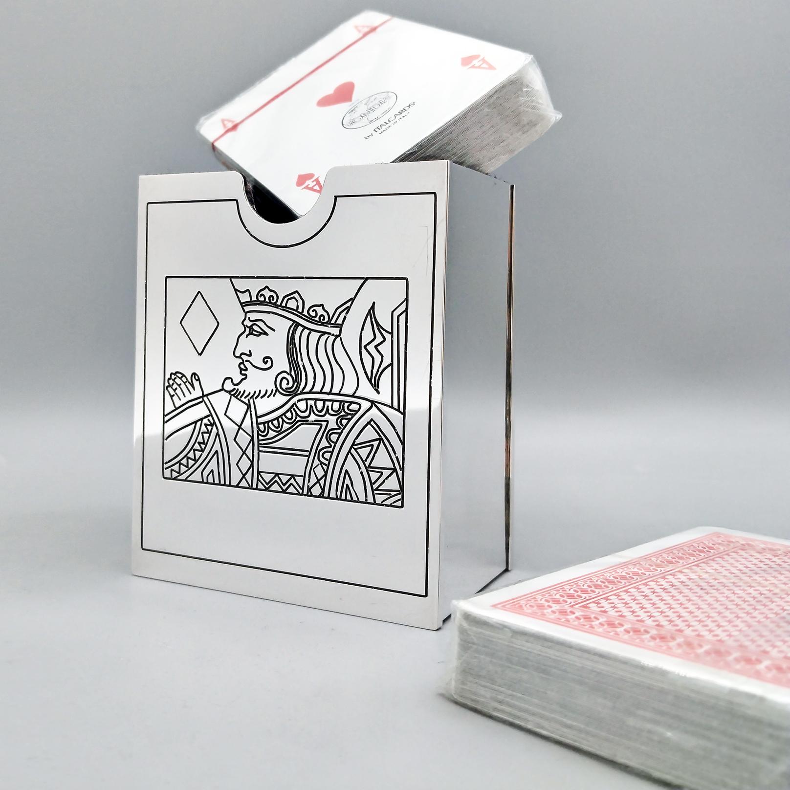 20th Century Italian Sterling Silver Playing Card Holder For Sale 3