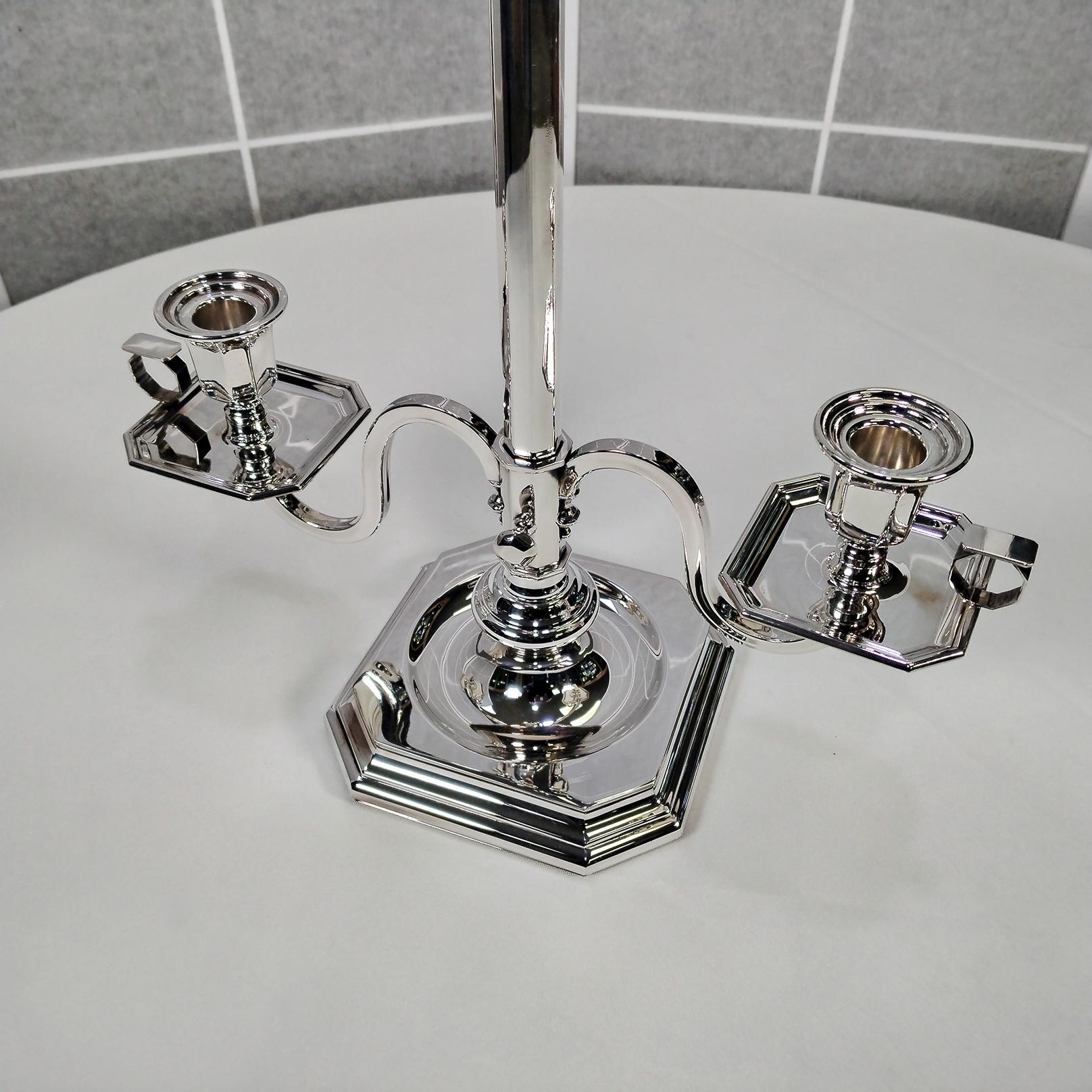 Siglo XX Italiano Plata de Ley TELESCOPICO Candelabro de 2 luces en venta 3