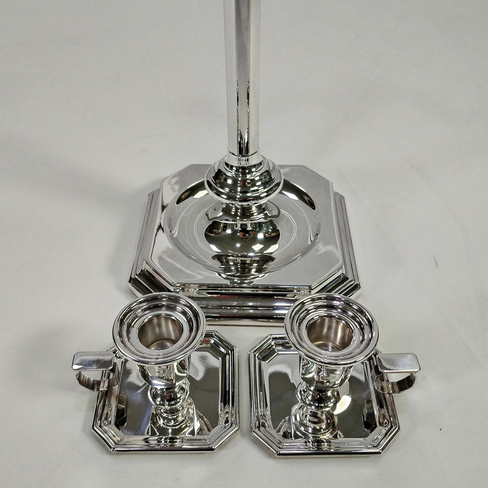 Siglo XX Italiano Plata de Ley TELESCOPICO Candelabro de 2 luces en venta 4