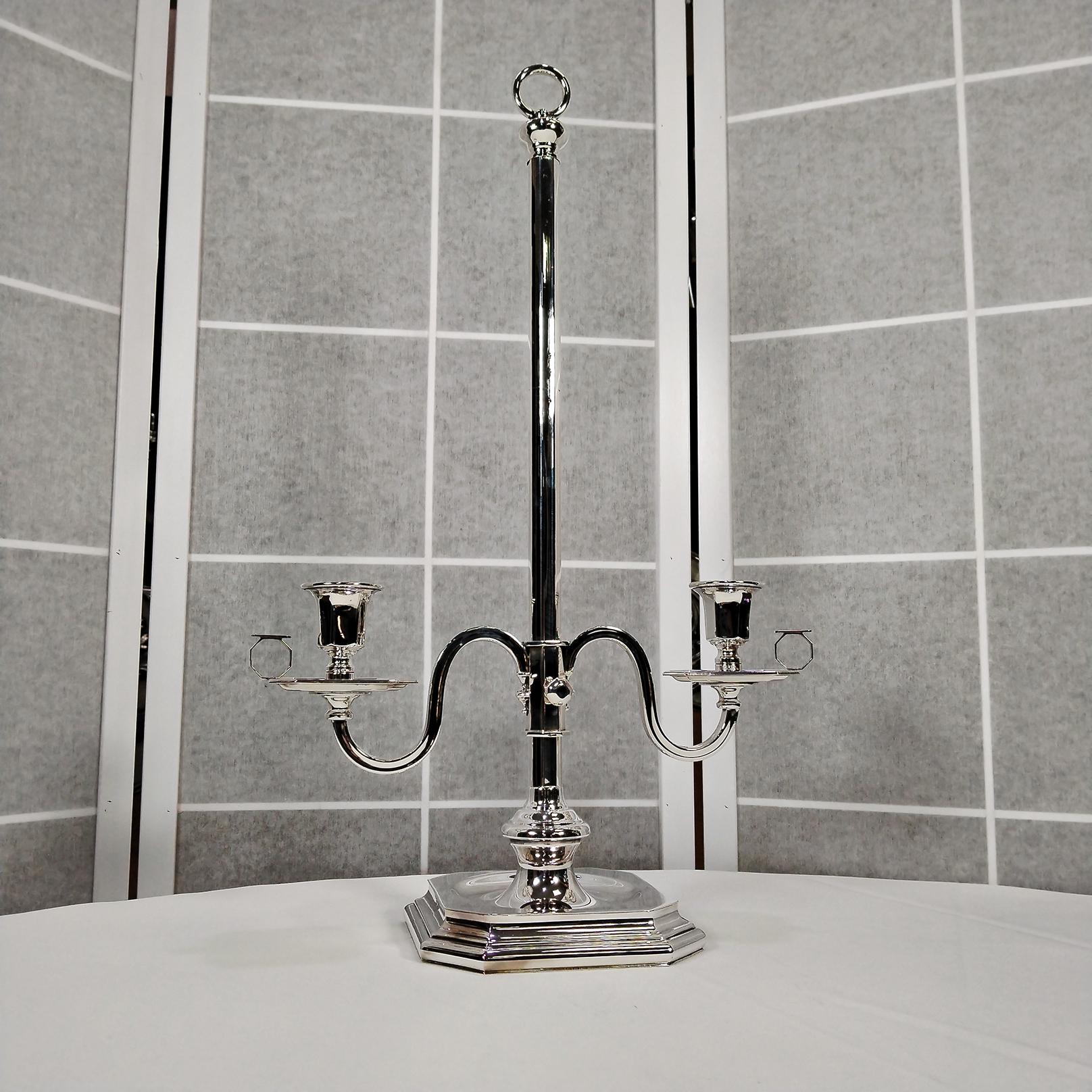Siglo XX Italiano Plata de Ley TELESCOPICO Candelabro de 2 luces Late 20th Century en venta