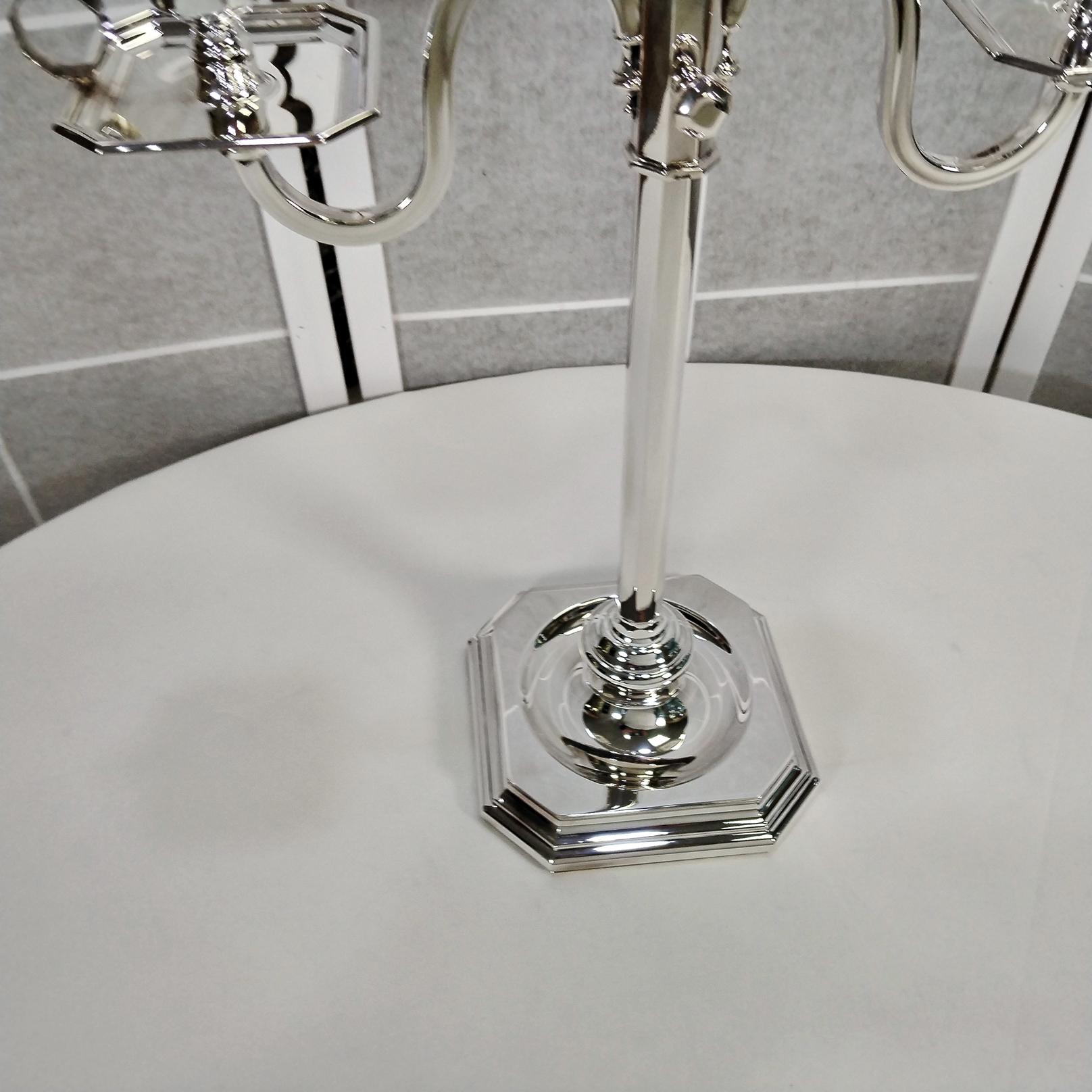 Siglo XX Italiano Plata de Ley TELESCOPICO Candelabro de 2 luces Plata esterlina en venta