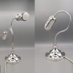 XX Century Pair of Italian Sterling silver table lamps