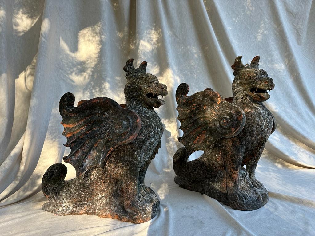 XX Century Pair of Portuguese Terracotta Chimeras For Sale at 1stDibs