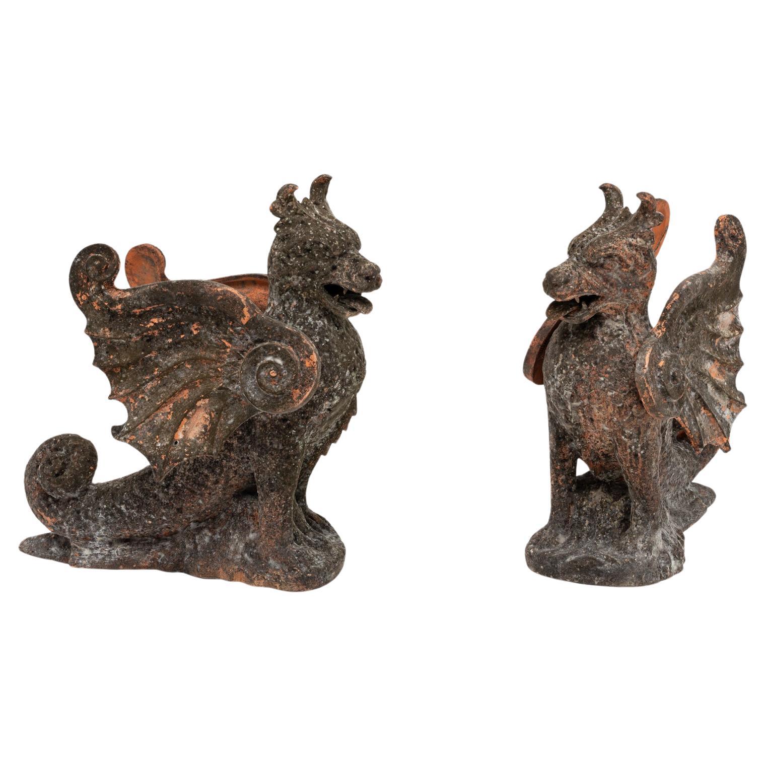 XX Century Pair of Portuguese Terracotta Chimeras For Sale