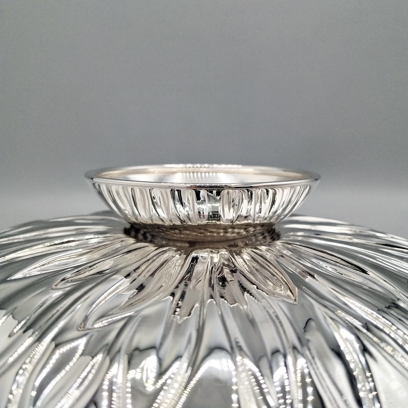 XX Jahrhundert talian Sterling Silve Dish auf Fuß Sonnenblume im Angebot 3