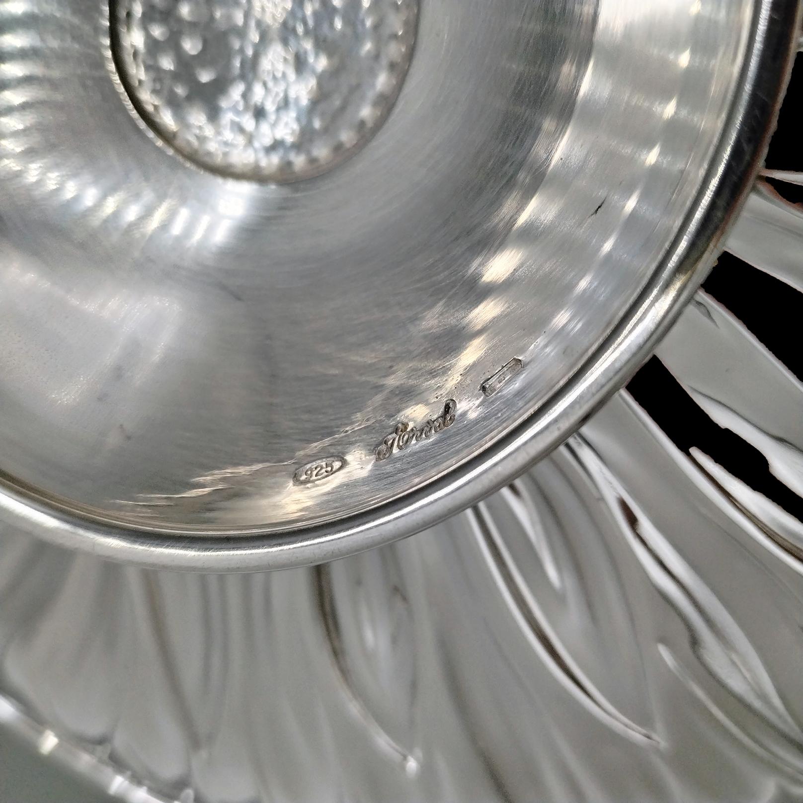 XX Jahrhundert talian Sterling Silve Dish auf Fuß Sonnenblume im Angebot 4