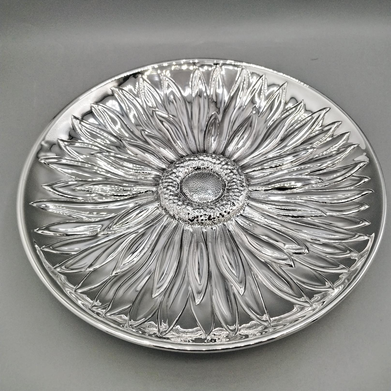 XX Jahrhundert talian Sterling Silve Dish auf Fuß Sonnenblume im Angebot 5