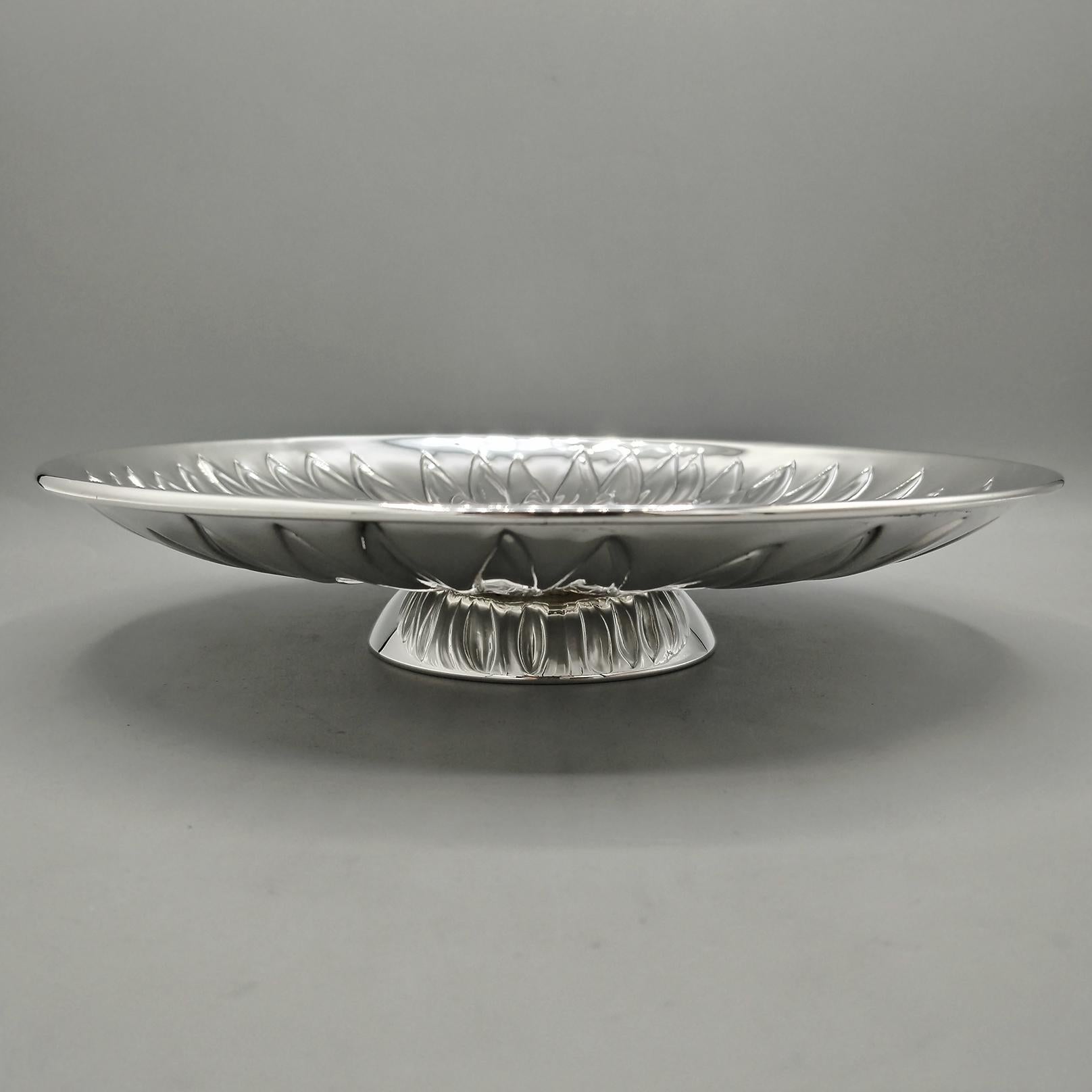 XX Jahrhundert talian Sterling Silve Dish auf Fuß Sonnenblume (Sterlingsilber) im Angebot
