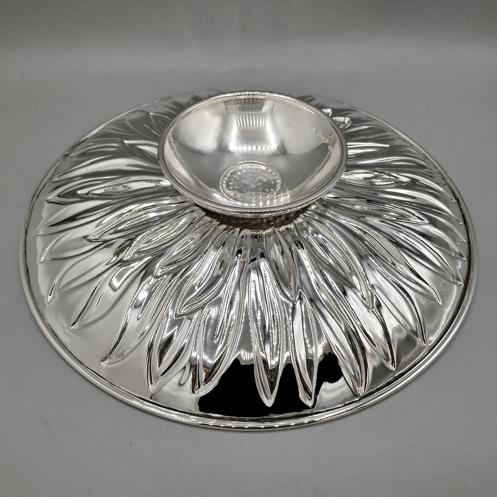 XX Jahrhundert talian Sterling Silve Dish auf Fuß Sonnenblume im Angebot 1