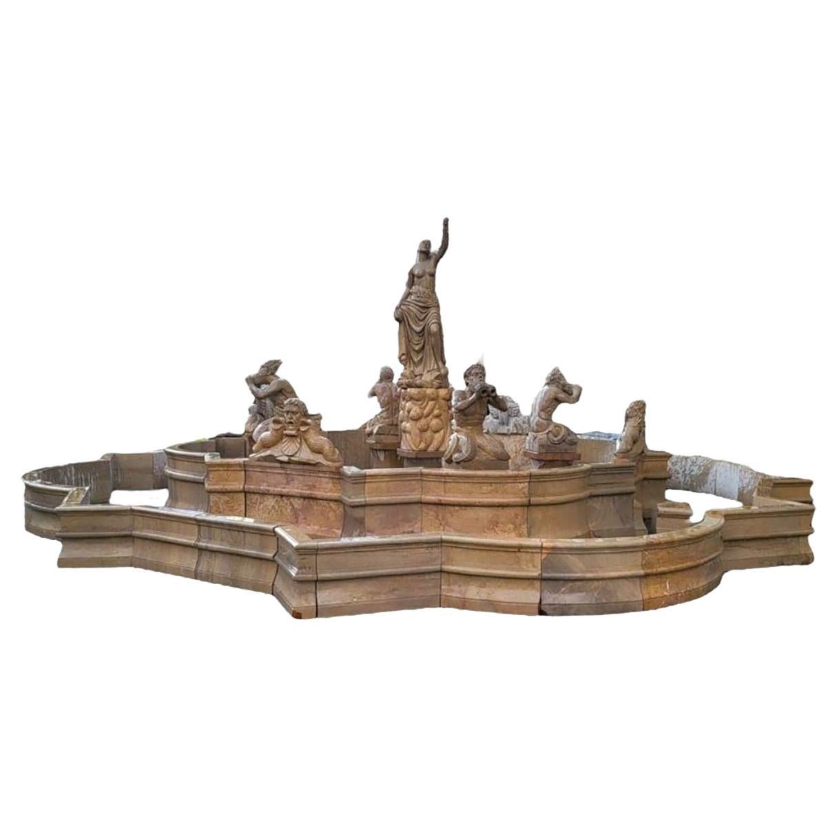 20th Century, Large Yellow Marble Fountain For Sale