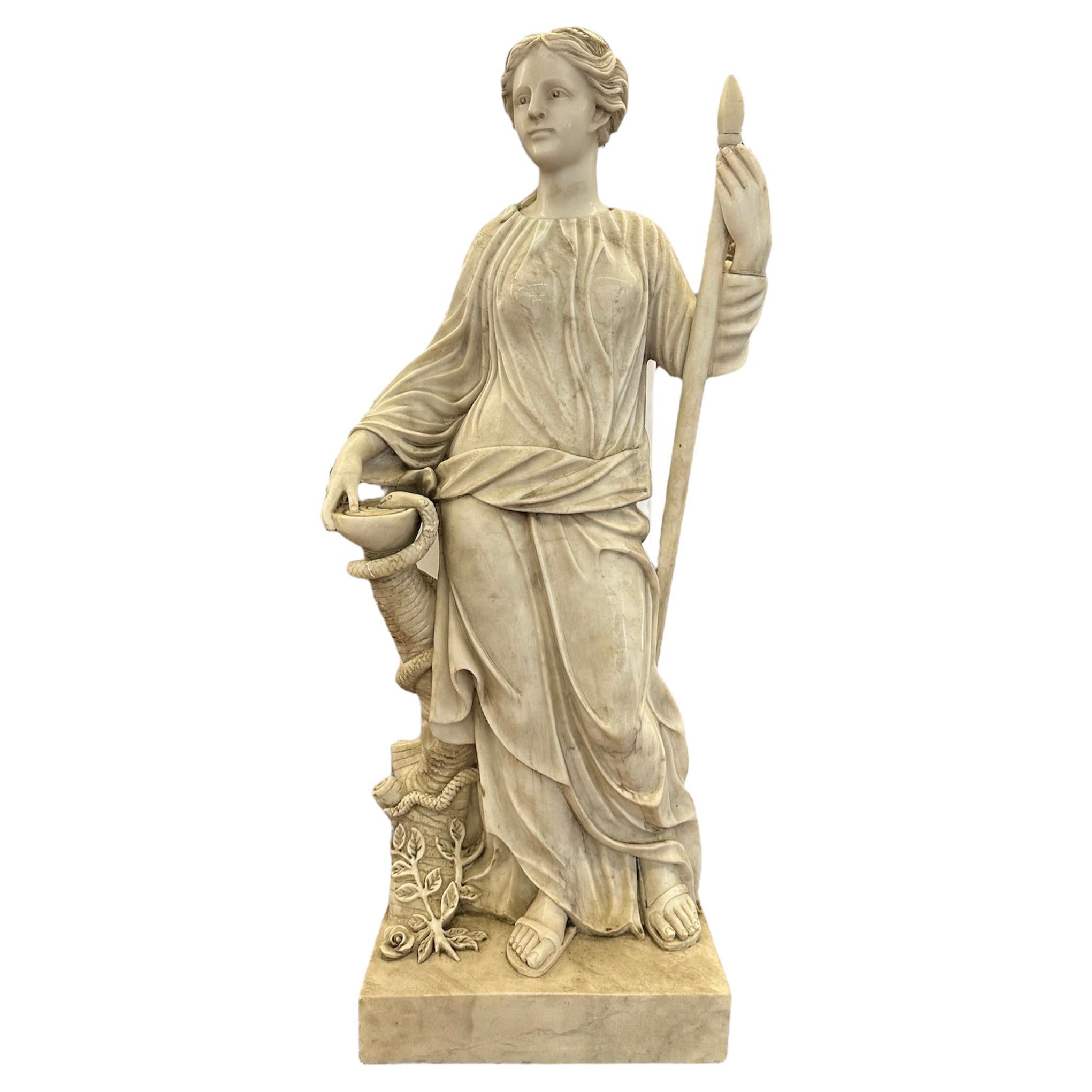 20th Century, White marble sculpture, Hygieia Goddess of Health