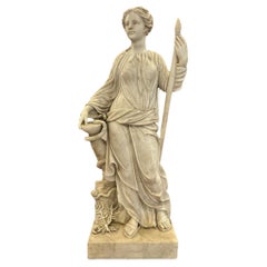 20th Century, White marble sculpture, Hygieia Goddess of Health